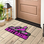 Custom shaped kart racing door mat