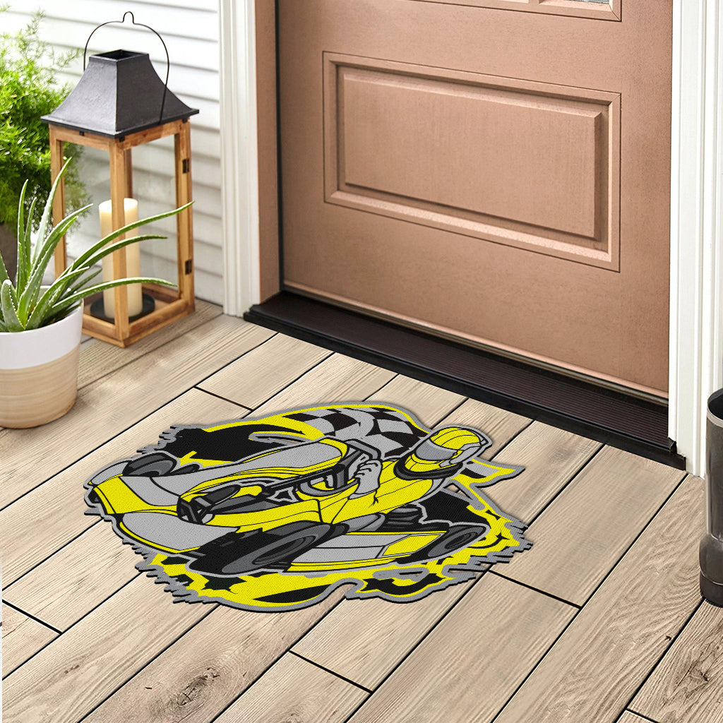 Custom shaped kart racing door mat