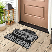 Custom shaped drag racing door mat
