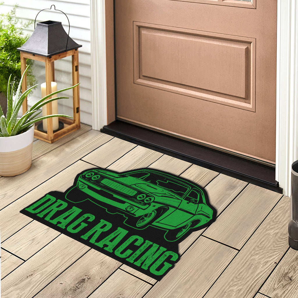 Custom shaped drag racing door mat