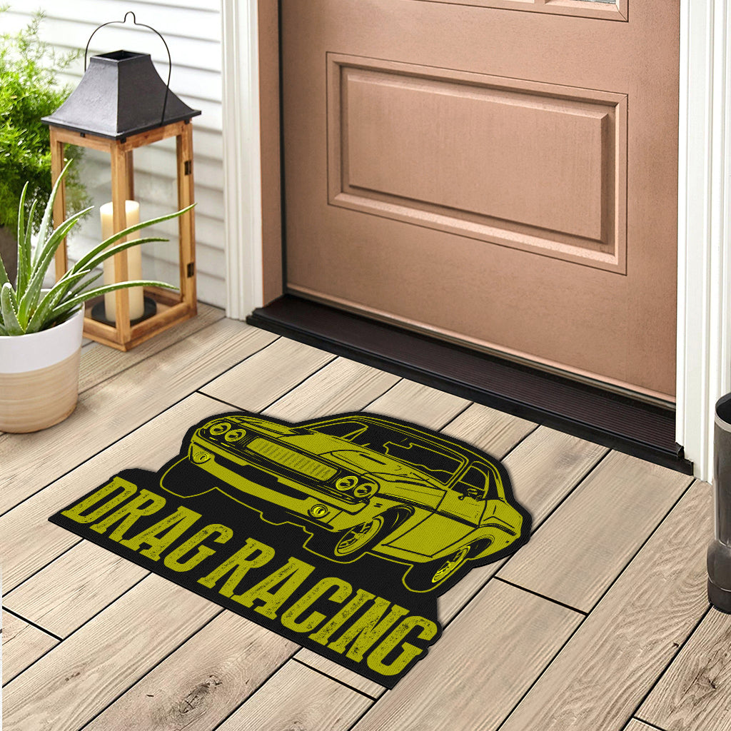 Custom shaped drag racing door mat