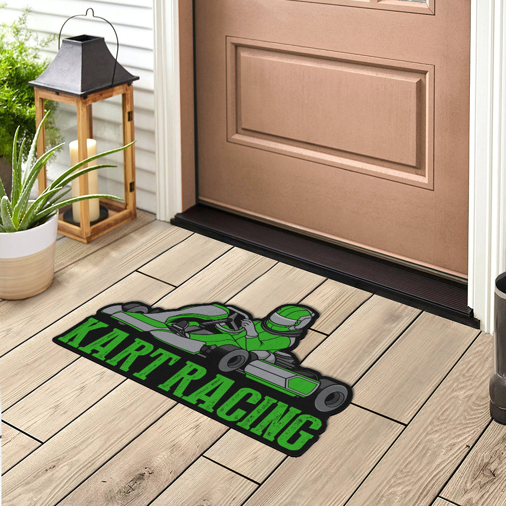 Custom shaped kart racing door mat