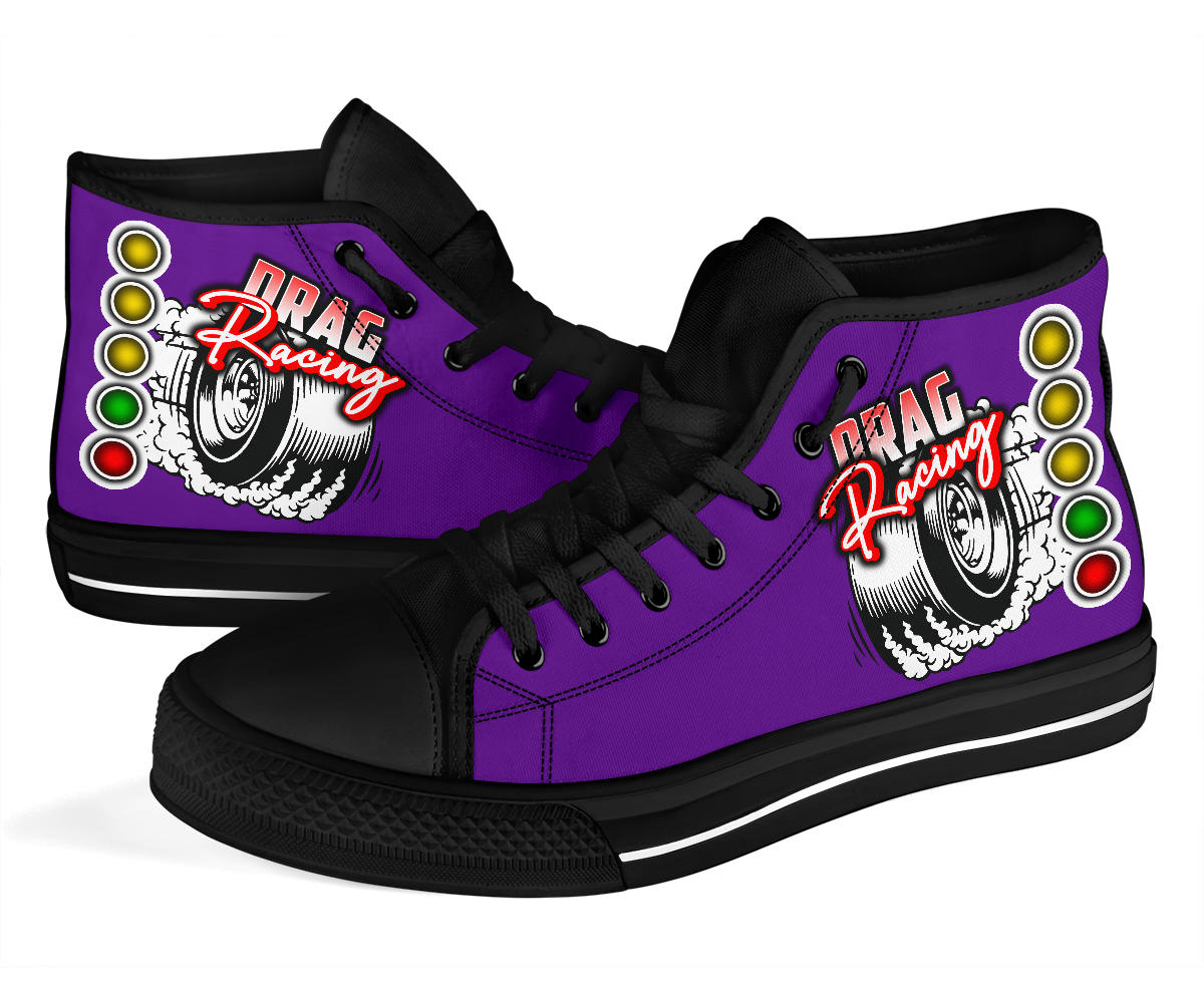 Drag Racing High Top Shoes red purple