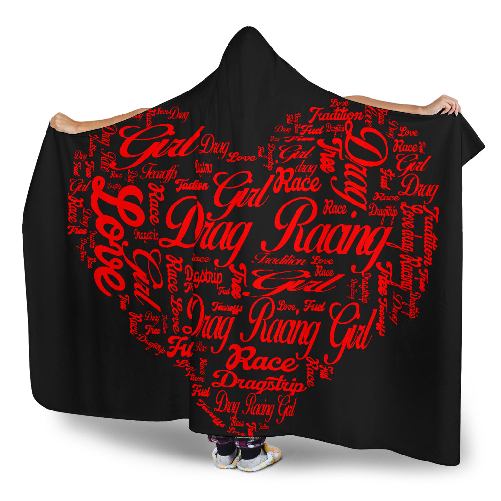 Drag Racing Girl heart hooded blanket