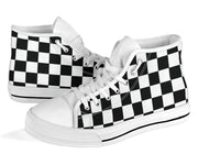 Racing checkered flag high top shoes