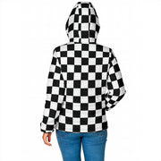 Racing checkered padded hooded jacket
