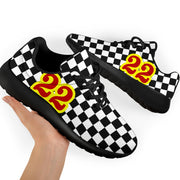 custom racing sneakers number 22 red/yellow