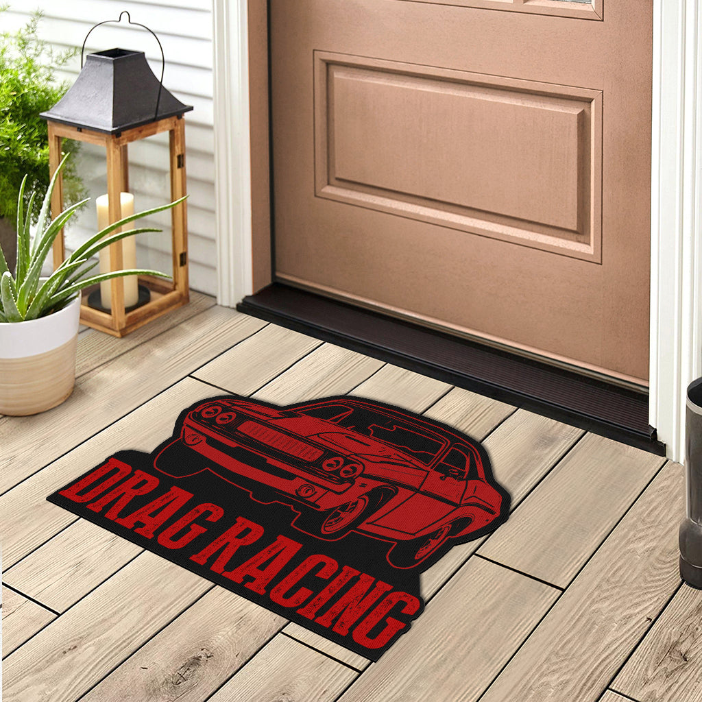 Custom shaped drag racing door mat