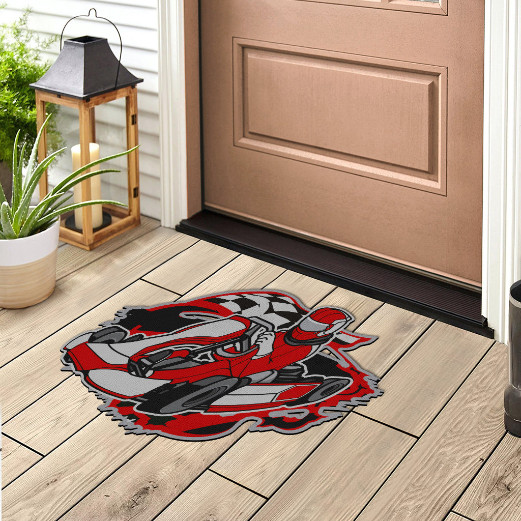 Custom shaped kart racing door mat