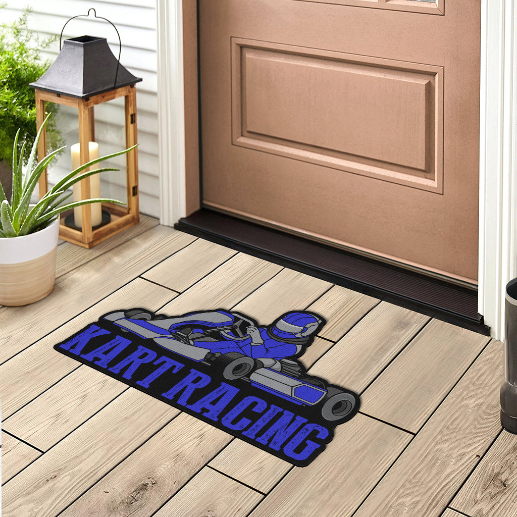 Custom shaped kart racing door mat