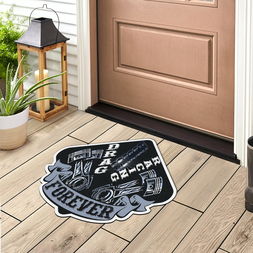 Custom shaped drag racing door mat