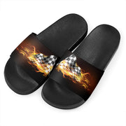 racing checkered flag slide sandals