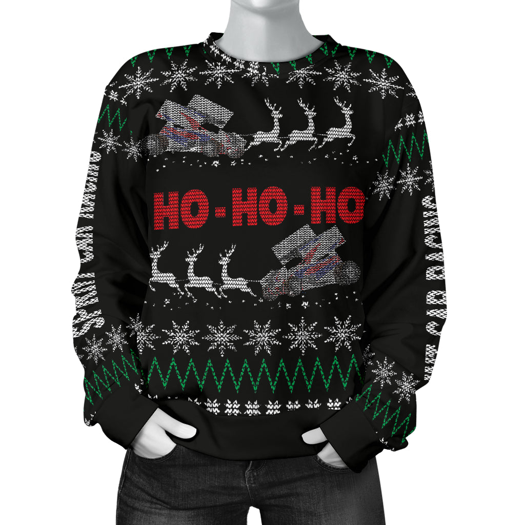 Sprint car racing women's ugly sweater