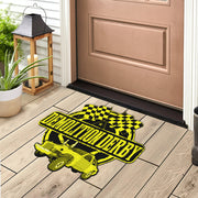 Custom shaped demolition derby door mat