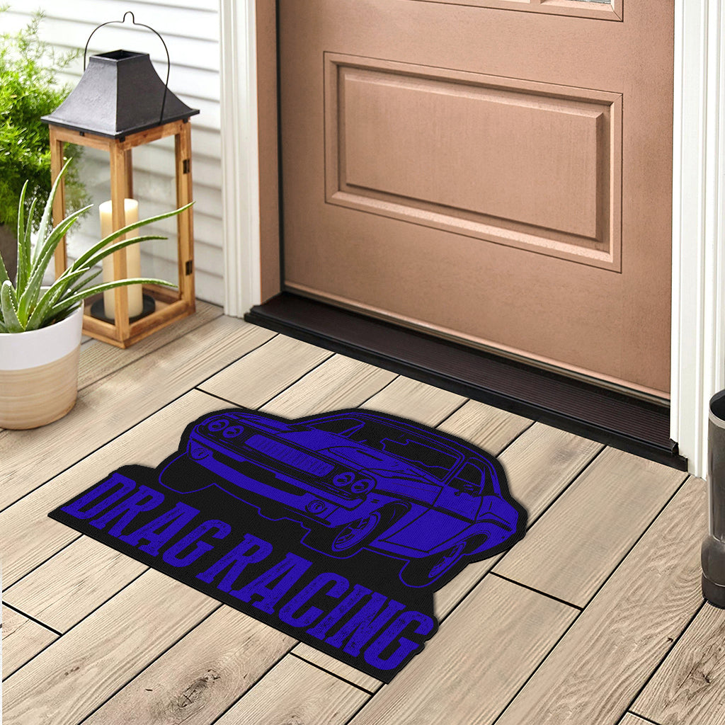 Custom shaped drag racing door mat