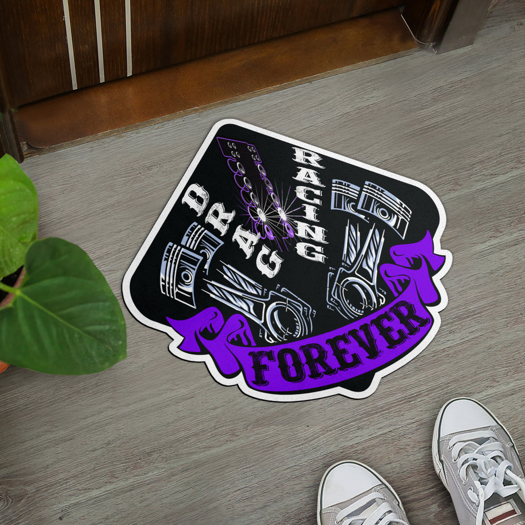 Custom shaped drag racing door mat
