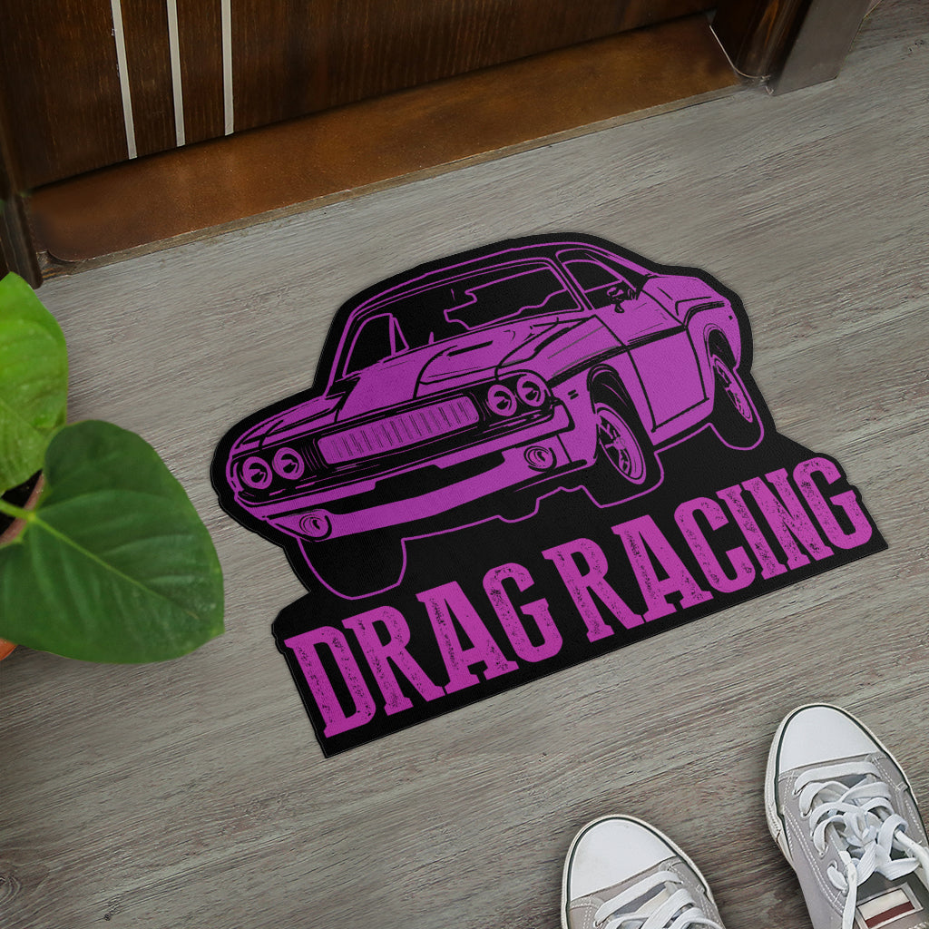 Custom shaped drag racing door mat