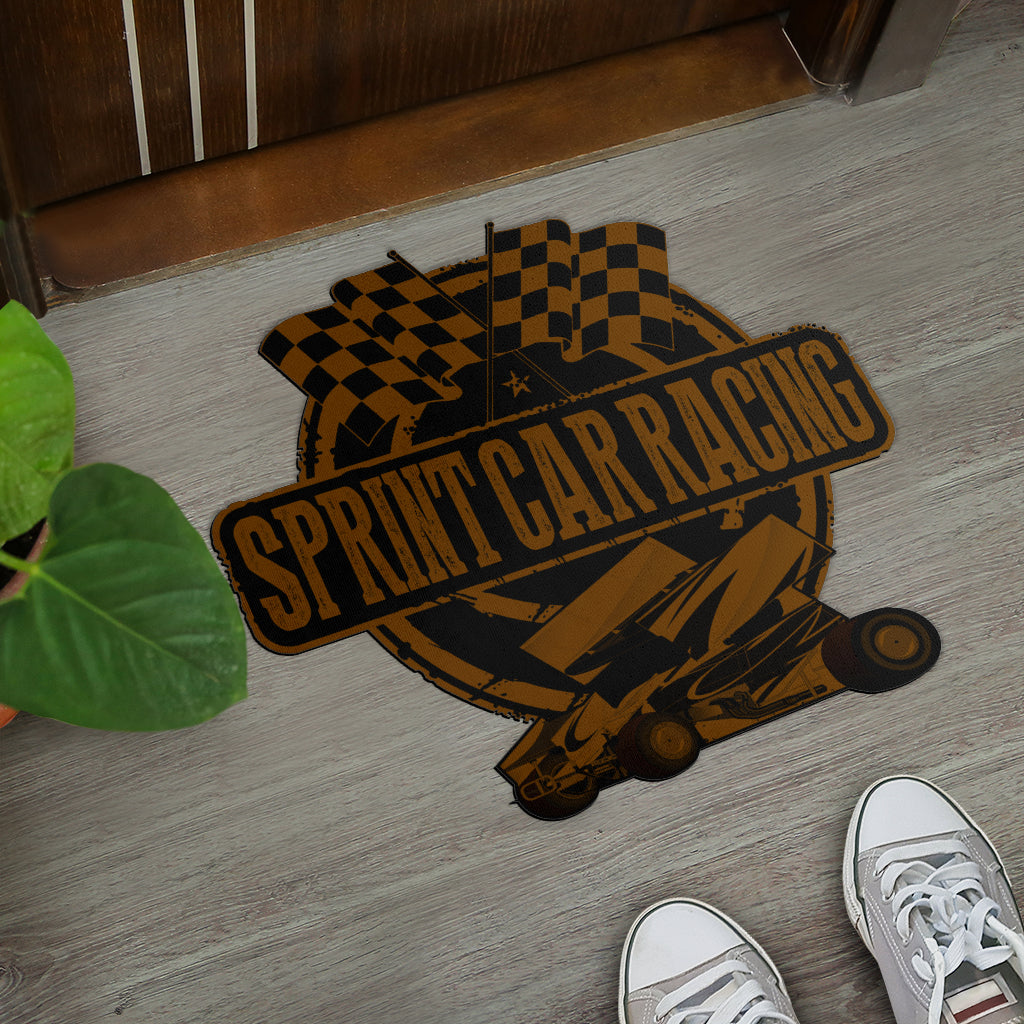 Custom shaped sprint car door mat
