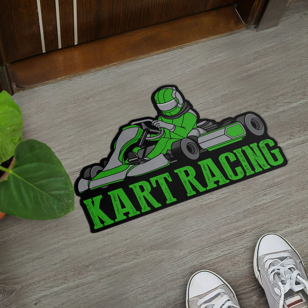 Custom shaped kart racing door mat
