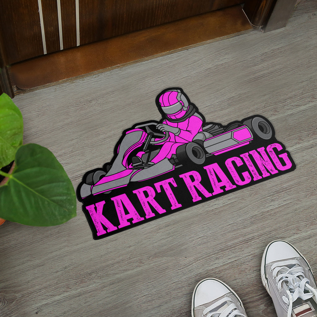 Custom shaped kart racing door mat