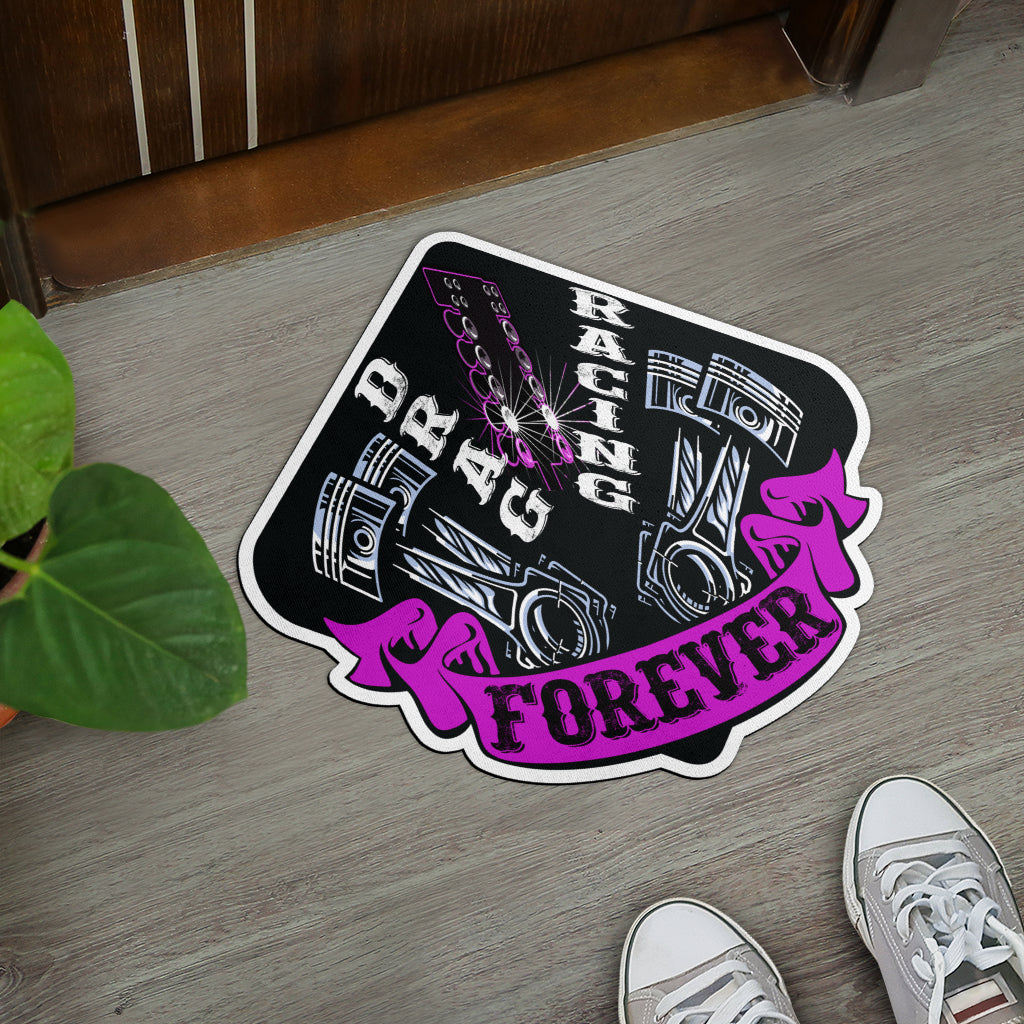 Custom shaped drag racing door mat