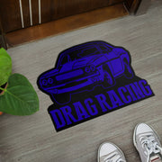 Custom shaped drag racing door mat