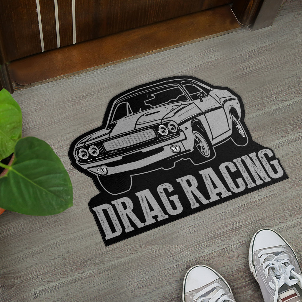 Custom shaped drag racing door mat