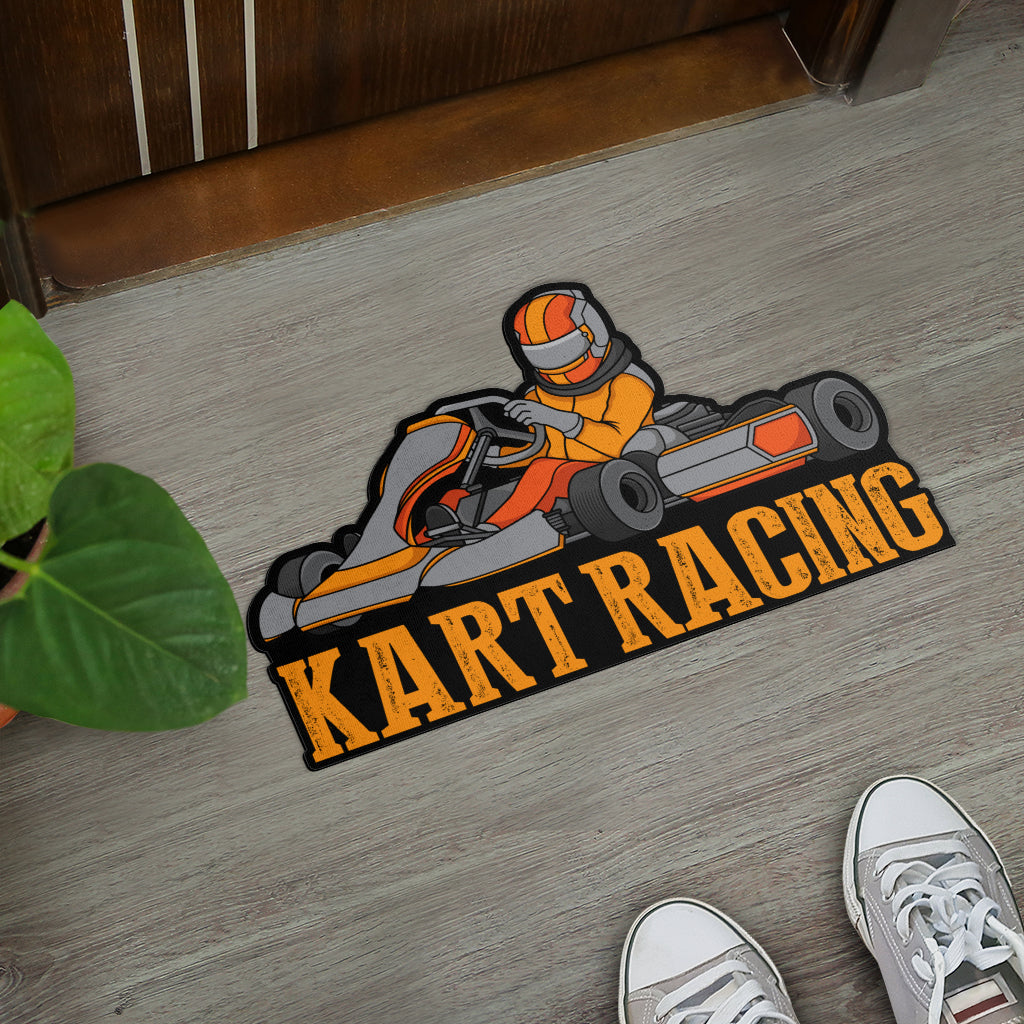 Custom shaped kart racing door mat