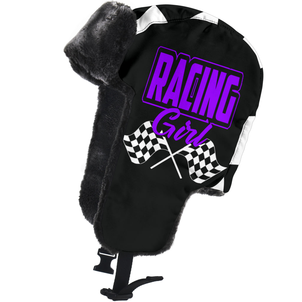 Racing Girl Checkered Trapper Hat