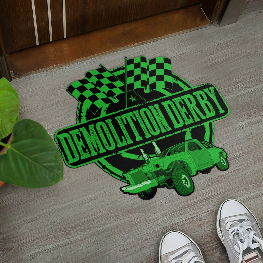 Custom shaped demolition derby door mat