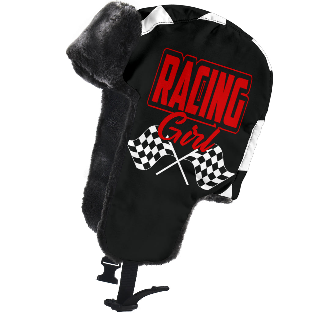 Racing Girl Checkered Trapper Hat