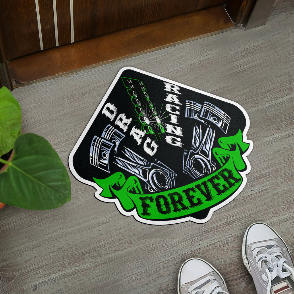 Custom shaped drag racing door mat