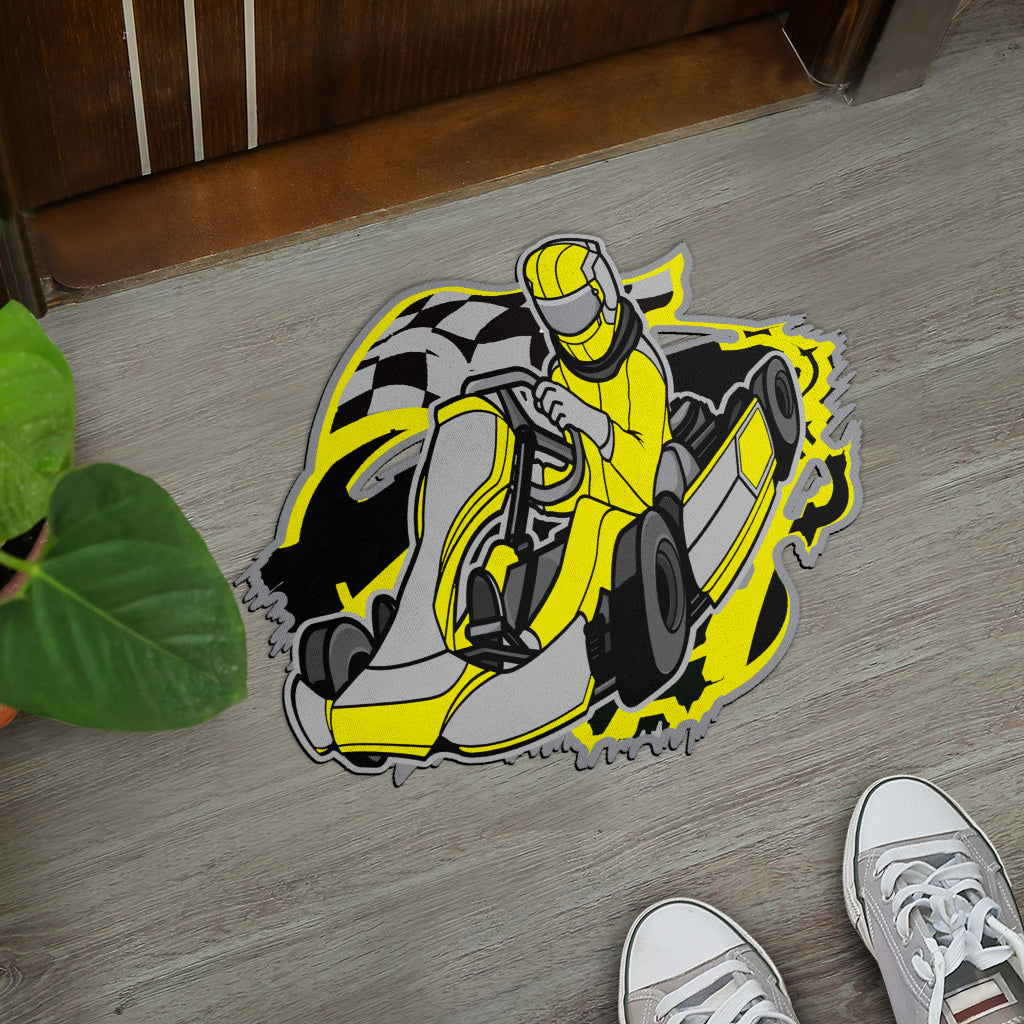 Custom shaped kart racing door mat