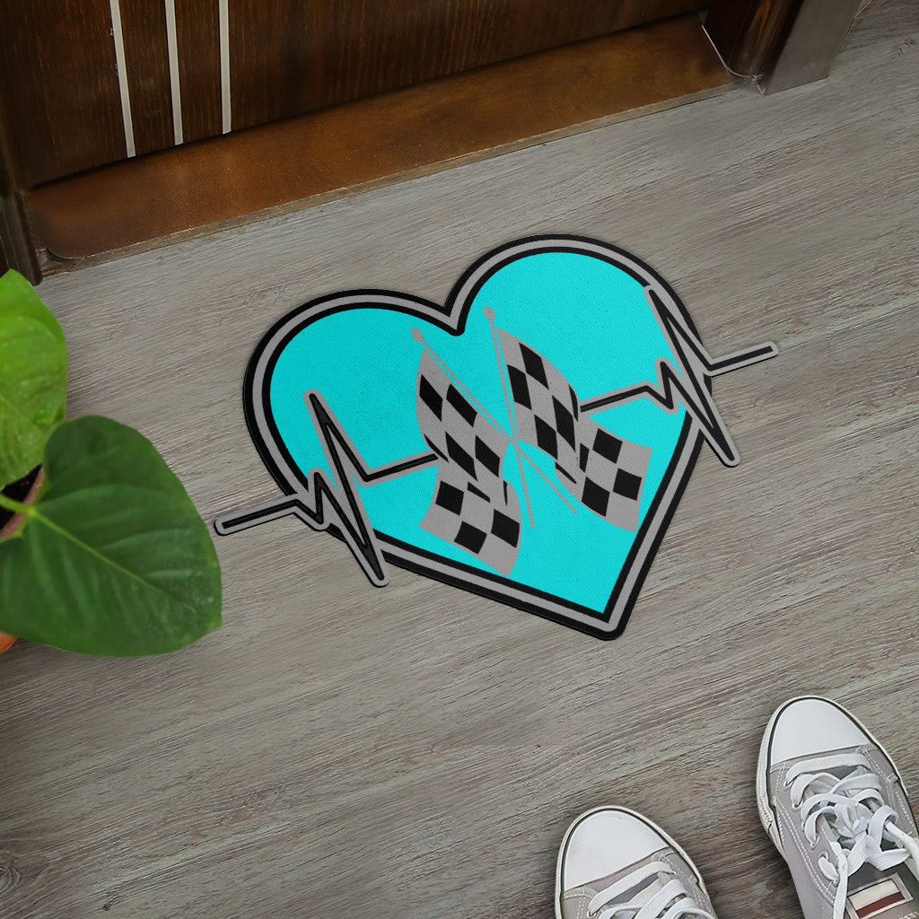 Custom Shaped Racing Heartbeat Door Mat