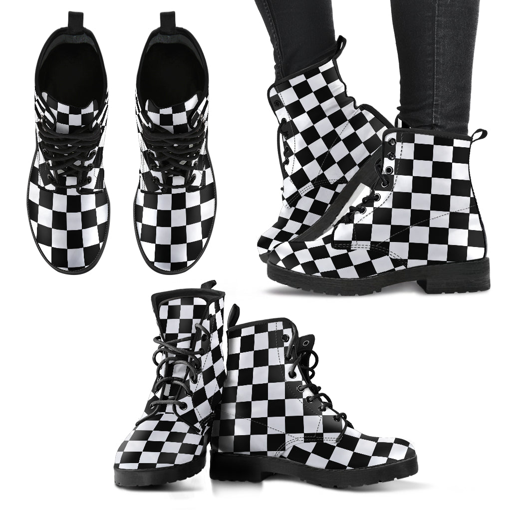 racing checkered boots