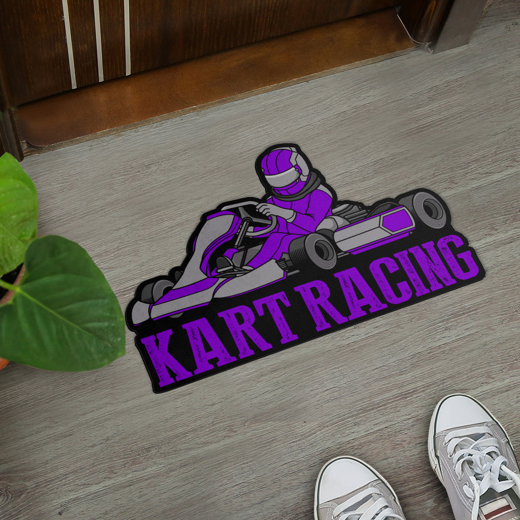 Custom shaped kart racing door mat