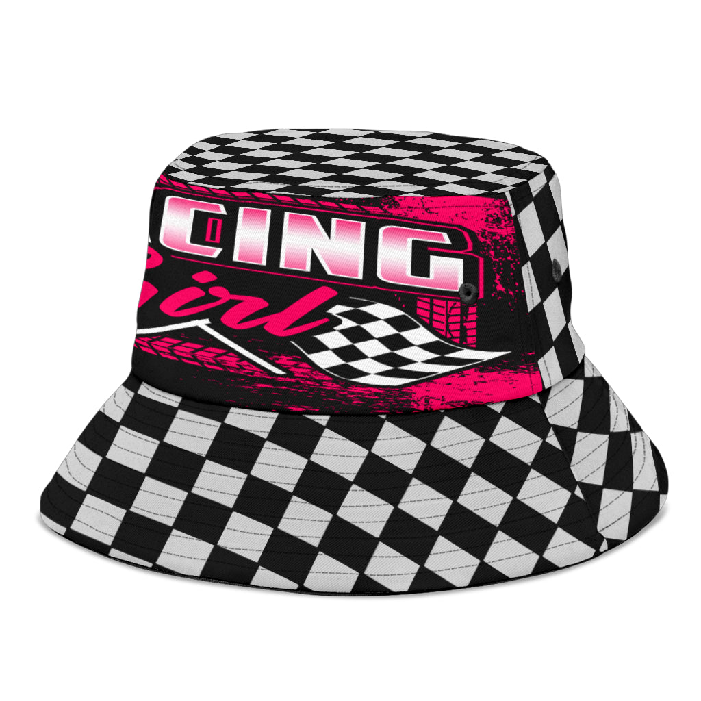 Racing Girl Checkered Bucket Hat