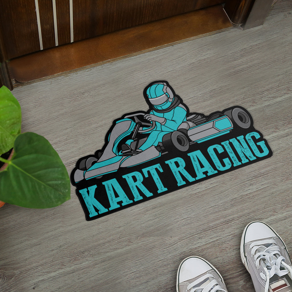 Custom shaped kart racing door mat