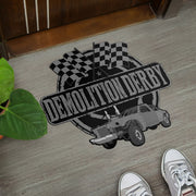 Custom shaped demolition derby door mat