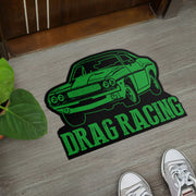 Custom shaped drag racing door mat