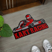 Custom shaped kart racing door mat