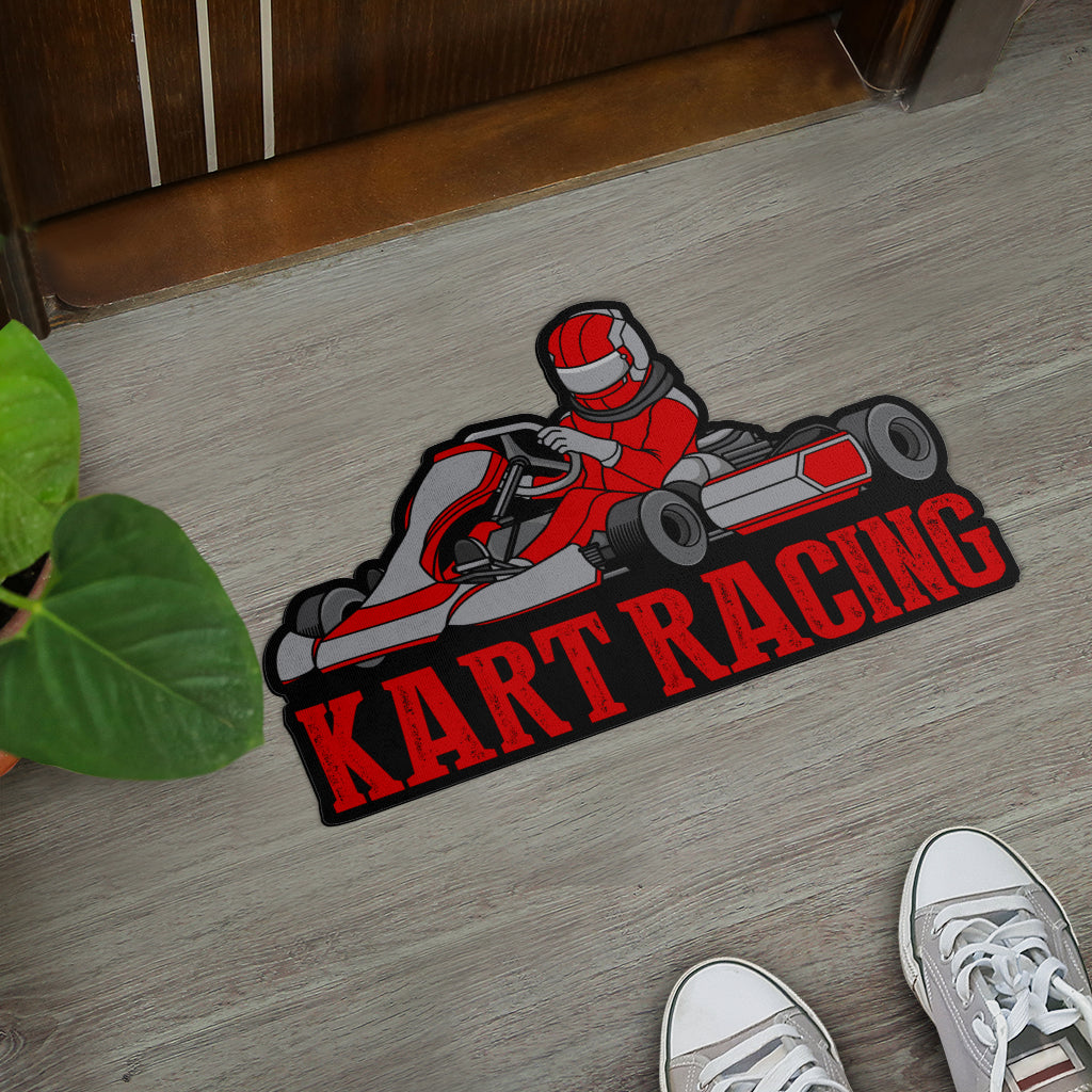 Custom shaped kart racing door mat