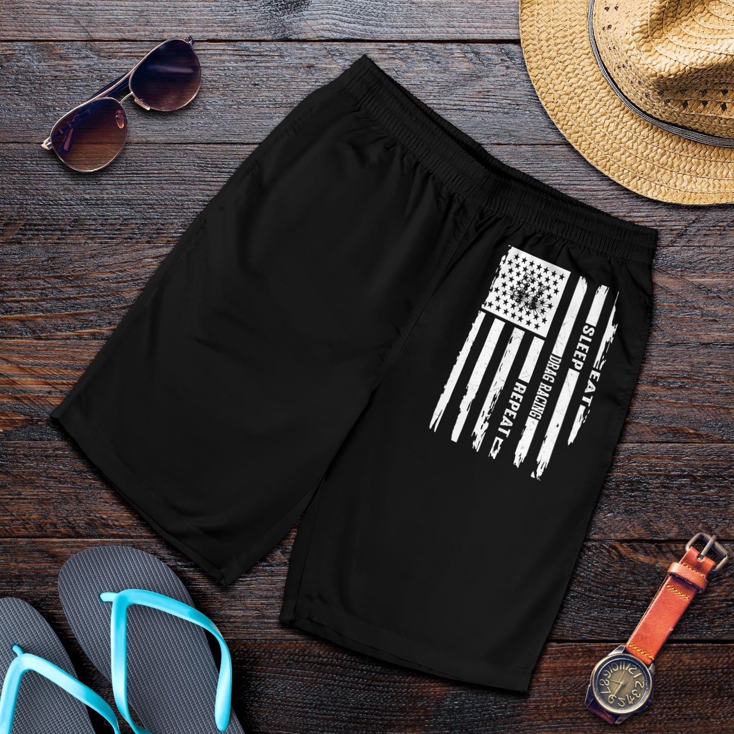 Eat Sleep Drag Racing Repeat Men's Shorts