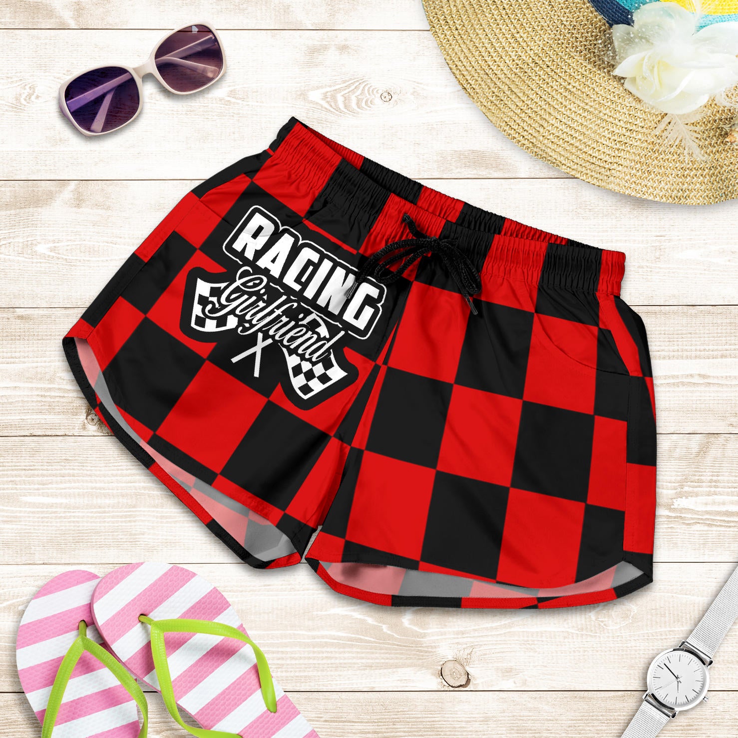 Racing Girlfriend Checkered Shorts