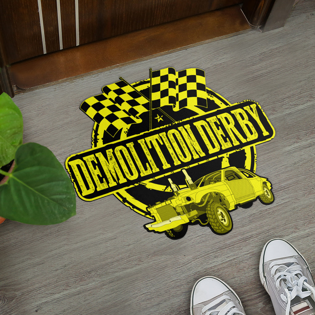 Custom shaped demolition derby door mat