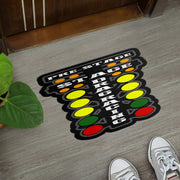 Custom shaped drag racing door mat