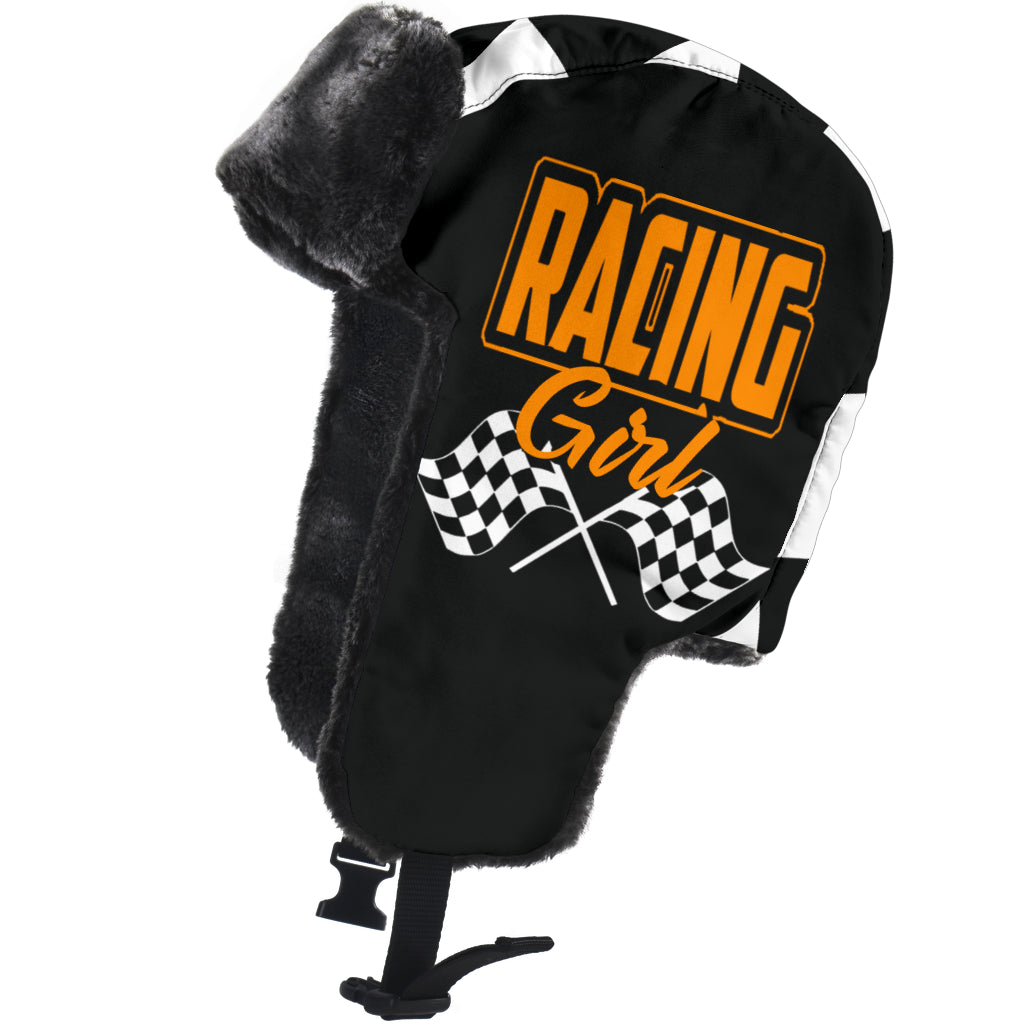 Racing Girl Checkered Trapper Hat