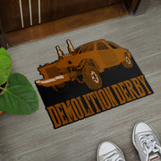 Custom shaped demolition derby door mat