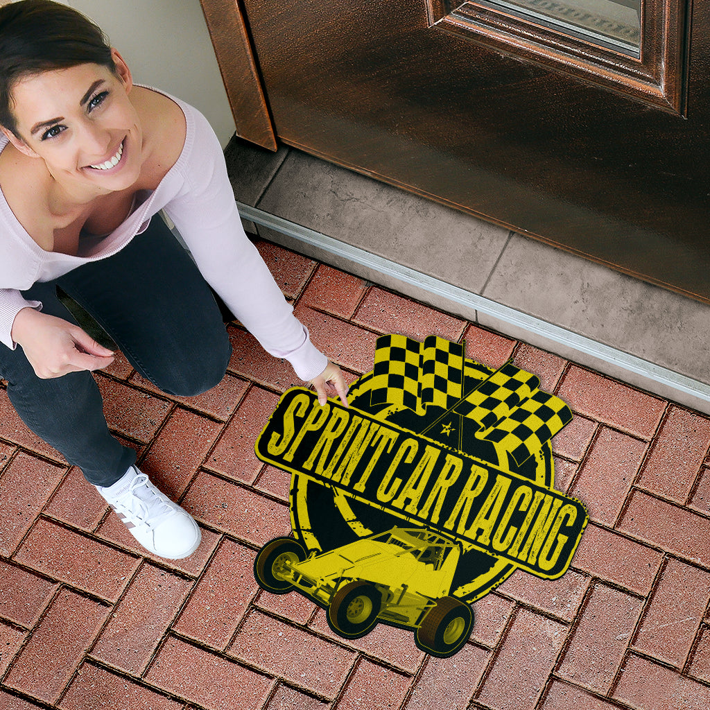 Custom shaped sprint car non-wing door mat
