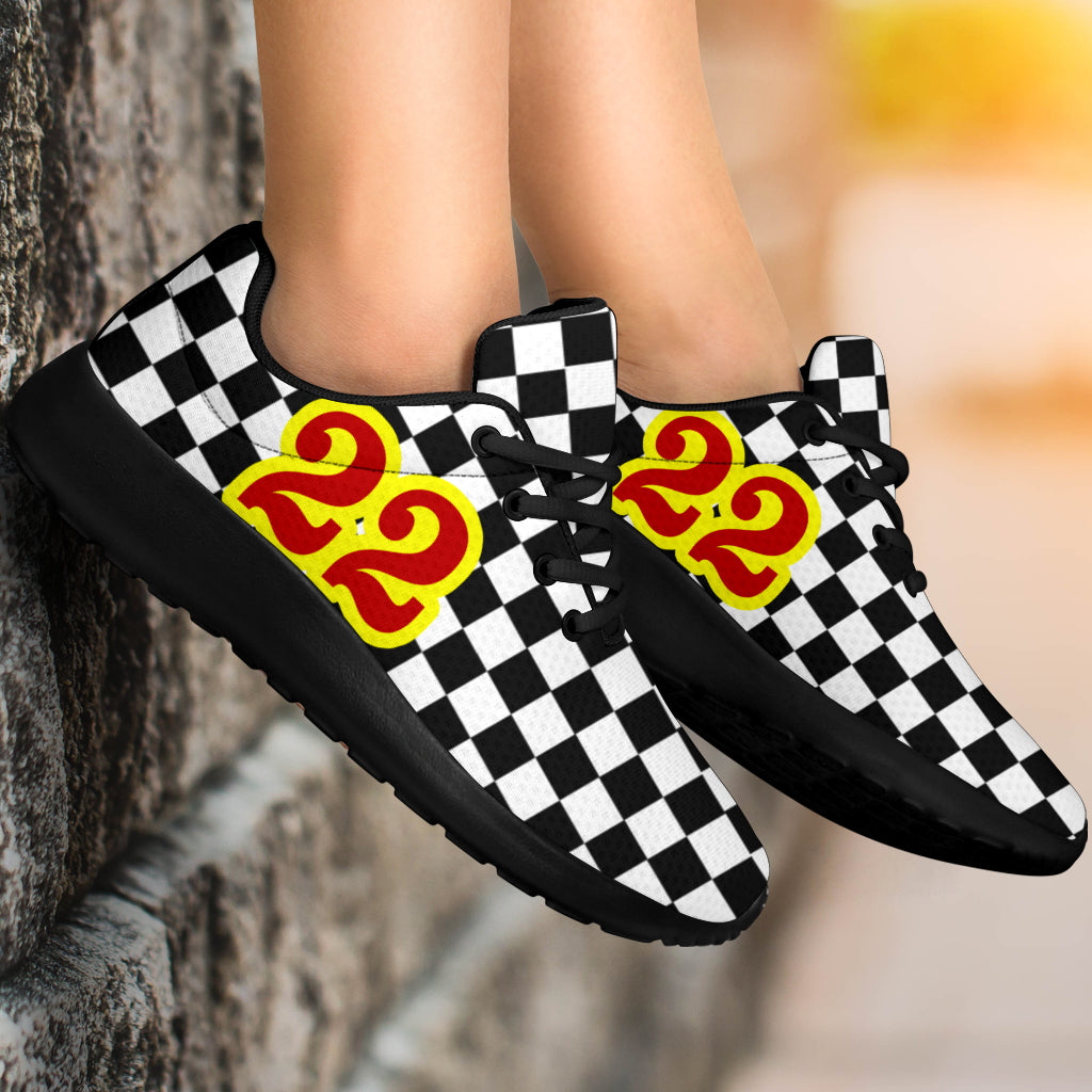custom racing sneakers number 22 red/yellow